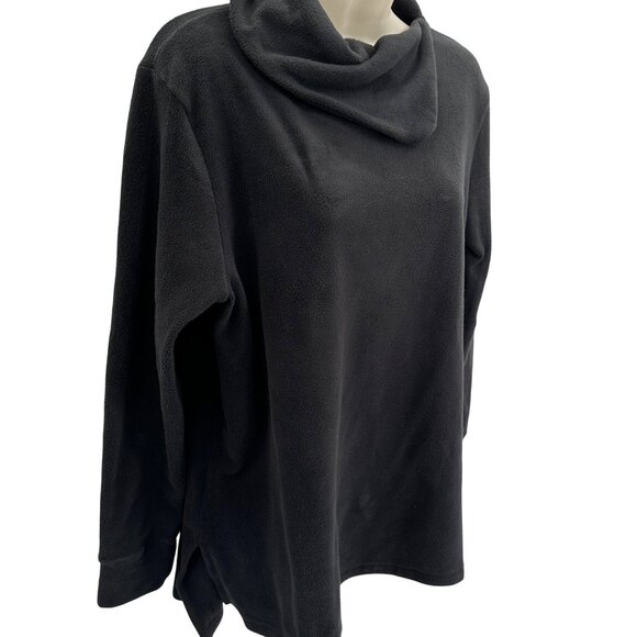 Cuddl Duds Womens Black Fleece Long Sleeve Cowl Neck Pullover Size M - Picture 2 of 9